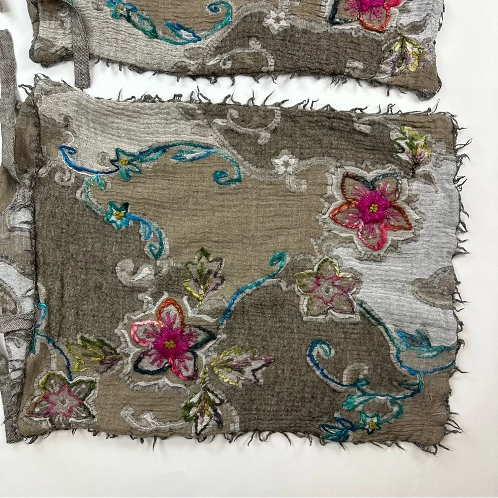 Soft Surroundings Artsy Floral Embroidered Unique Pillow Case Shams